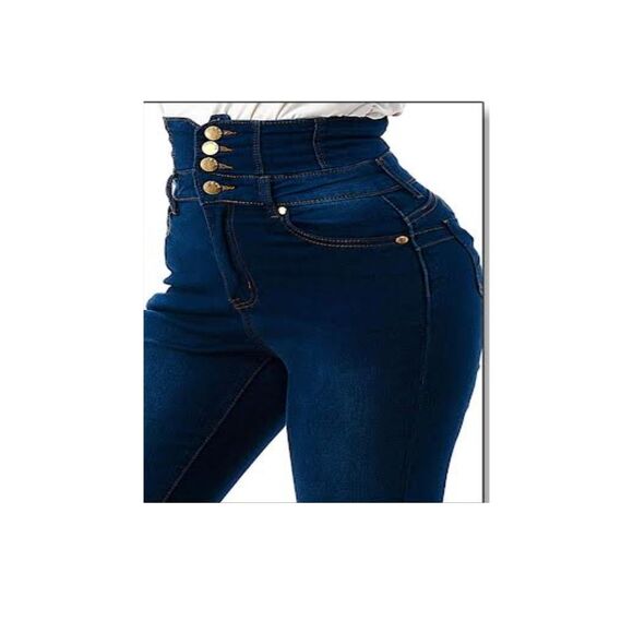 WAIST 25 INCHES SIZE 5 FLARE JEANS STRETCH PUSH UP DENIM BLUE  5-3 CTP1205  SZ5 - Picture 8 of 11